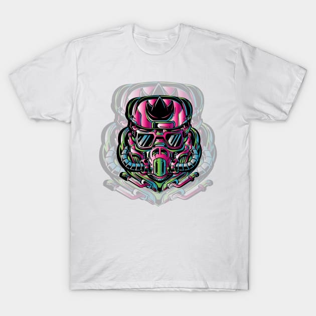 Dark Future Helmet T-Shirt by manal